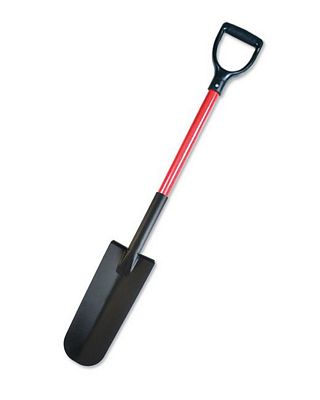 Drain Spade- D-grip Handle Fiberglass Handle, Red