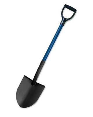 Round Point - D-grip Handle Fiberglass Handle, Blue