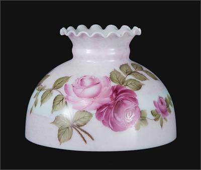 10" Student Style Glass Lamp Shade with Queen Elizabeth Roses #01042 10" Student Style Glass Lamp Shade with Queen Elizabeth Roses #01042