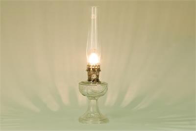 Safe non electric kerosene mantle lamp for indoor use on shelf, mantle, or table