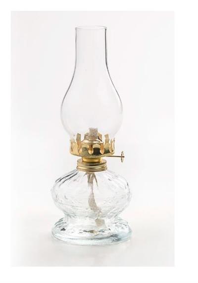 Sugar Creek Supplies Star Banquet Oil Lamp #1303 by Aladdin Lamps clear glass small oil lamp for table or emergency use