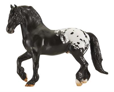 Breyer Horses Traditional Size Harley #1805 - Famous Racehorse Pony American Sugarbush Harlequin Draft Horse breed, Black Leopard Appaloosa Style Coat Pattern  At the racetrack, it's the slick Thoroughbreds in their colorful saddle cloths that catch every