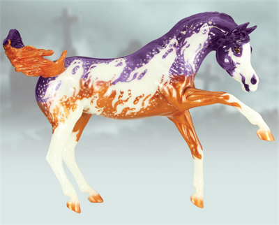 On this All Hallow’s Eve, something chilling has slipped from the shadows. Emerging from the darkness into the moonlight, Spectre is a hauntingly beautiful sight to behold. With an eerie coat designed by artist Lauren Hoeffer, this animated stallion is co