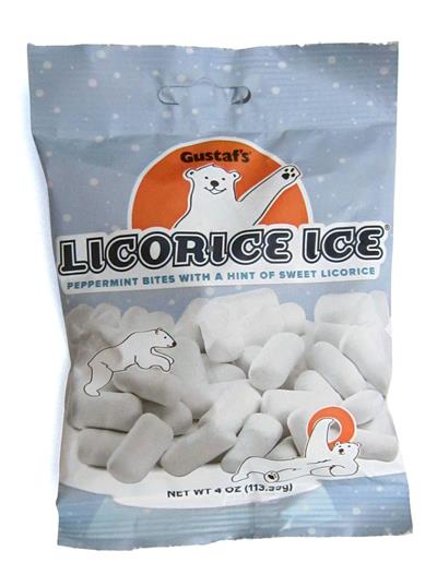 Gustaf's Licorice Ice Candy 4 ounce bag Peppermint Bites