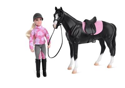 Breyer Horses Freedom Series English Horse & Rider Logan and Lauren #61156 Whether riding in the show ring or for a round of practice, our English rider Lauren and her beautiful dark, seal bay horse, Logan, are ready to leap into action!