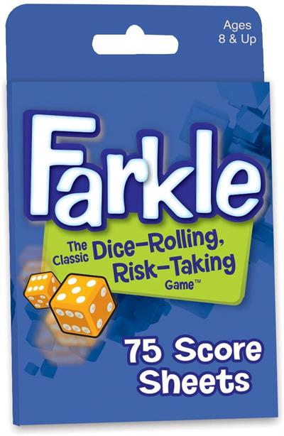 Playmonster Classic Farkle Score Sheets Only #6922 Keep the Farkle fun rolling with this pad of Farkle Score Sheets. Whether you play the Farkle in the famous burgundy box, the full-size Farkle dice cups or the exciting Farkle Frenzy, these score sheets will make playing and keeping score easier.