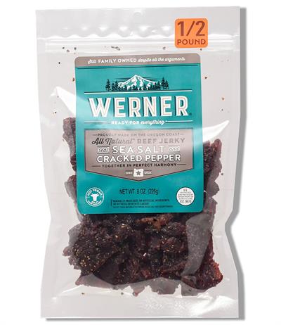 Werner 8 oz. All Natural Sea Salt & Pepper Beef Jerky Werner 8 oz. All Natural Sea Salt & Pepper Beef Jerky