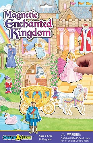 Playmonster Create-A-Scene Magnetic Enchanted Kingdom Fantasy Roleplay Play Create-A-Scene playsets feature large magnetic play-boards that fold in half for easy storage. And, with a clear, resilient coating, cleanup is a breeze! Kids will love the fun, while parents love the mess-free quiet playtime!