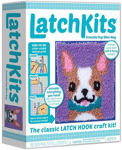 PlayMonster Latch Kit Frenchie Puppy Mini Rug Craft Activity #1802 The classic latch hook craft kit is back! LatchKits are a fun and easy-to-learn craft—just loop, hook, and pull! Everything you need is included!