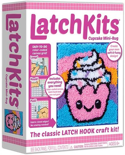 Playmonster Latchkits Pink Cupcake Mini Rug Craft Activity #1803 The classic latch hook craft kit is back! LatchKits are a fun and easy-to-learn craft—just loop, hook, and pull! Everything you need is included!