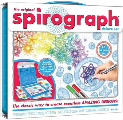 PlayMonster Spirograph Deluxe Art Set - Color & Create #1001Z The classic way for aspiring artists to create millions of amazing designs is back and better than ever! The Original Spirograph Deluxe Set features all the iconic wheels and rings of the original, re-engineered and updated for today.