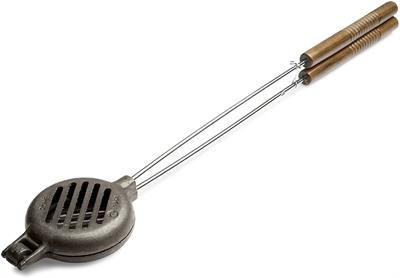 Rome Industries Campfire Wilderness Cast Iron Griller #1505 This cast iron griller is a great way to cook burgers, salmon patties and crab cakes over a campfire or firepit without the hassles of using a large grill grate. Fill the cooking cavity with meat, close the lid and hold over the heat source.