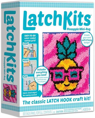 Playmonster Latchkits Pineapple Mini Rug Craft Activity #1804 The classic latch hook craft kit is back! LatchKits are a fun and easy-to-learn craft—just loop, hook, and pull! Everything you need is included!