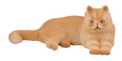 Tan, long haired toy cat figurine, kitty