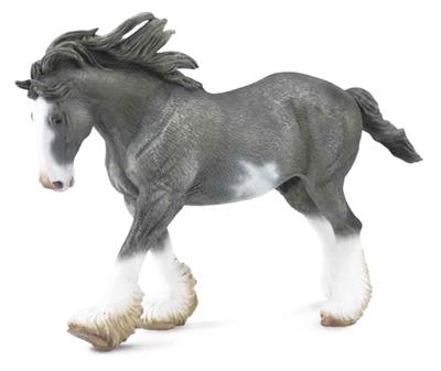 Running pinto overo draft horse toy figure
