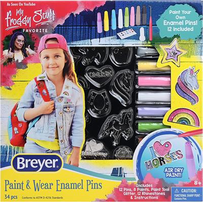 Breyer Horses Paint and Wear Enamel Pin Kit Craft Activity Kit #4240 Calling all DIY fans! We've got a great new craft set - our Paint & Wear Enamel Pin Kit! This DIY horse-themed set comes with all you need to make 12 colorful pins to wear & share!