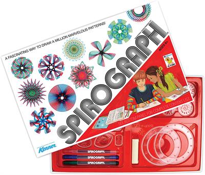 PlayMonster Retro Deluxe Spirograph Design Create and Color #1048 THIS COMMEMORATIVE EDITION Spirograph set is a reproduction of the original—just like you remember—featuring throwback packaging and retro graphics!