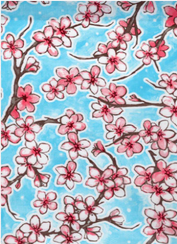 Fuji on Aqua Blue Oil Cloth, Full Bolt