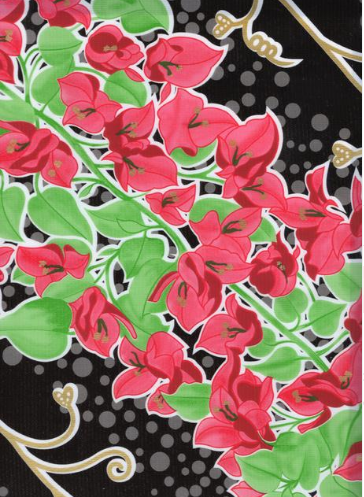 Avalon on Black Oil Cloth, Yardage Avalon on Black Oil Cloth, Yardage