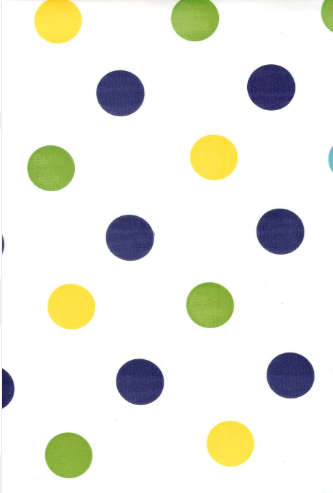 Tokyo Dots Blue and Yellow on White Oil Cloth, Full Bolt