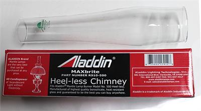 Aladdin Lamps MaxBrite 500 Heel-less Chimney #R910-500 Aladdin Lamps MaxBrite 500 Heel-less Chimney #R910-500 Clear Glass Lamp