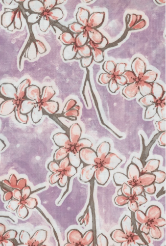 Fuji on Lilac Purple Oil Cloth, Yardage