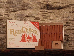 Paines Products Red Cedar Incense Cones with Burner 32 piece USA Maine Scen
