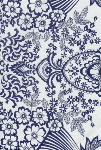 Paradise Lace Blue on White Oil Cloth, Yardage Oilcloth Yardage in one of our bestselling prints. Its intricate chantilly lace design can be found in a classic black and white duo as well as multiple bold colors. It's a perfect print to dress up or dress down.