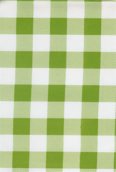 Picnic Check Green Oil Cloth, Yardage Oilcloth yardage in a big, bold check. A classic picnic design, this print is for the traditionalist who enjoys a large check of 1"in width. Layer it up with some fruity or floral prints for a fun twist.
