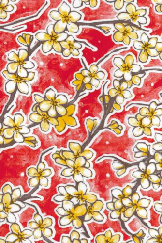 Fuji on Red Oil Cloth, Yardage