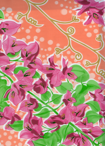 Avalon on Peach Oil Cloth, Yardage Avalon on Peach Oil Cloth, Yardage