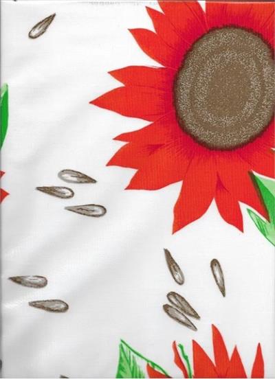 Sunflowers Orange on White Oilcloth Yardage Sunflowers Orange on White Oilcloth Yardage