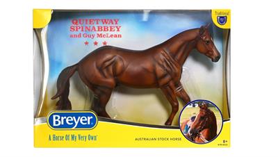 Guy’s longtime Australian Stockhorse, Quietway Spinabbey, is known for awe-inspiring maneuvers such as the canter backwards and the gallop sideways.