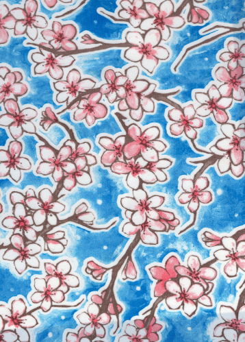 Fuji on Blue Oil Cloth, Yardage