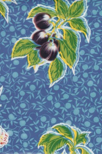 Summer Fruit on Blue Oil Cloth, Yardage