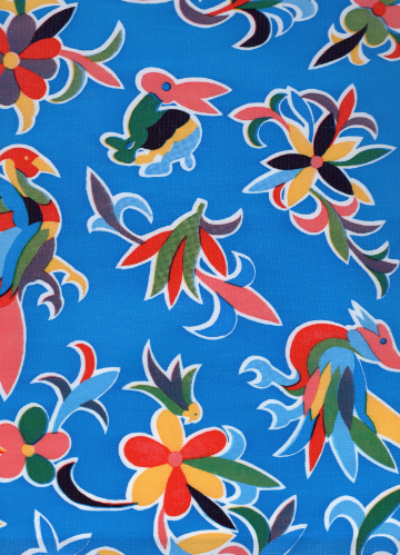 Aztec on Blue Oil Cloth, Yardage Aztec on Blue Oil Cloth, Yardage