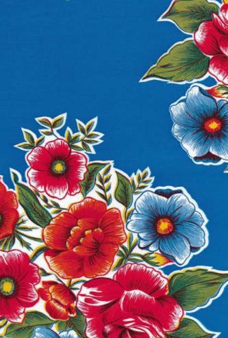 Lady Bird on Blue Oil Cloth, Yardage