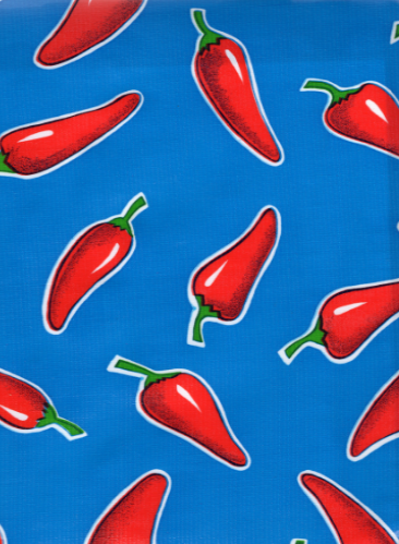 Chiles Red on Blue Oil Cloth, Full Bolt