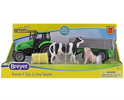 Breyer Horses Stablemates Breyer Farms Tractor and Tag A Long Wagon #59238 No farm is complete without a tractor and wagon to get the job done.