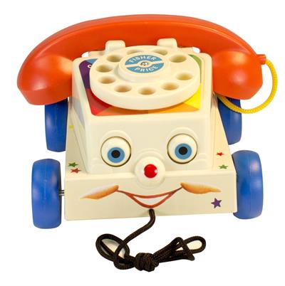 Fisher Price Classics Chattering Telephone #1694 Fun retro pull toy with rotary dial phone face