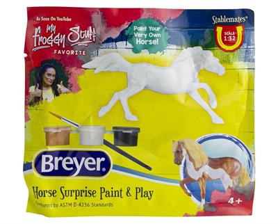 Breyer Horses Stablemates Horse Surprise Paint & Play Blind Bag #4264 Paint your dream horse! There are four different breeds of horses including a Mustang, an Arabian, an Andalusian, and a Quarter Horse. Which one you receive will be a surprise!