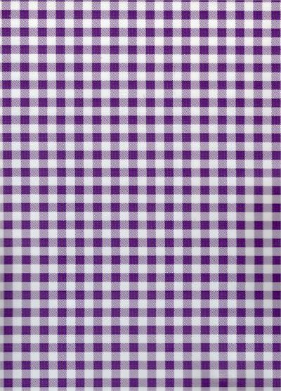 Gingham Purple Oil Cloth, Yardage Oilcloth yardage in classic Americana gingham checks. It doesn't get more traditional than this. We stock multiple colors to match your decor. Each individual check is about 1cm in diameter.