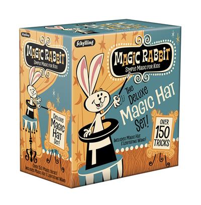 This Deluxe Magic Set from Schylling Toys, includes over 150 easy to learn tricks, with a full sized magic hat and easy to follow instruction booklet. You will be putting a Magic Show on in no time! Classic tricks include Magic Dice, Mystic Cups and Pom P