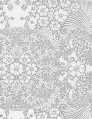 Paradise Lace Silver on White Oil Cloth, Yardage Oilcloth Yardage in one of our bestselling prints. Its intricate chantilly lace design can be found in a classic black and white duo as well as multiple bold colors.