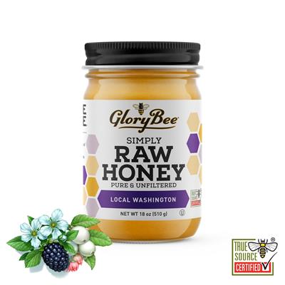 GloryBee Raw Washington Honey, 12 ounce jar This pure, raw honey is not only regionally sourced from Washington, but is also sustainable and supports SAVE the BEE®.GloryBee has sourced this honey from Washington state beekeepers who can meet their high standards for providing pure, antibiotic-free