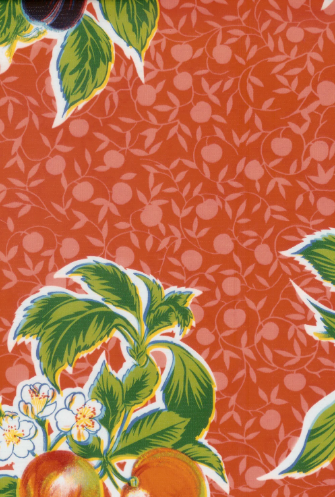 Summer Fruit on Red Oil Cloth, Yardage