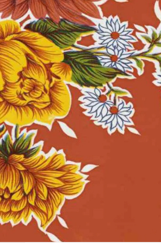 Mums on Red Oil Cloth, Yardage Mums on Red Oil Cloth, Yardage