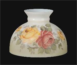 10" Opal Glass Student Shade with Victorian Roses Scene #1162