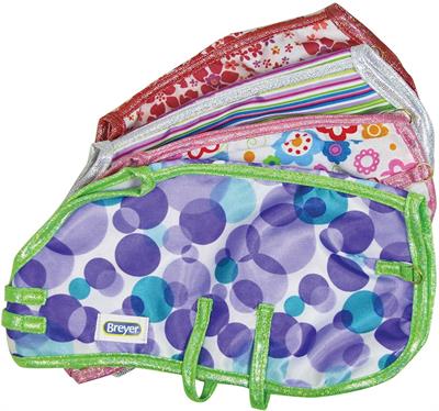 Breyer Traditional Size Colorful Blankets Assorted Styles Single Blanket #2 These blankets feature fun patterns like flowers, stripes, and dots, and trimmed with a sparkly trim.