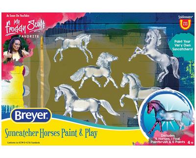 Breyer Horses Stablemates 5 Piece Suncatcher Horses Craft Set #4237 Stablemates painting is one of Breyer's most popular hobby activities! This exciting kit includes everything needed to create 5 beautiful Stablemates suncatchers. When painted with the special included paints, these horses will have a beautiful.